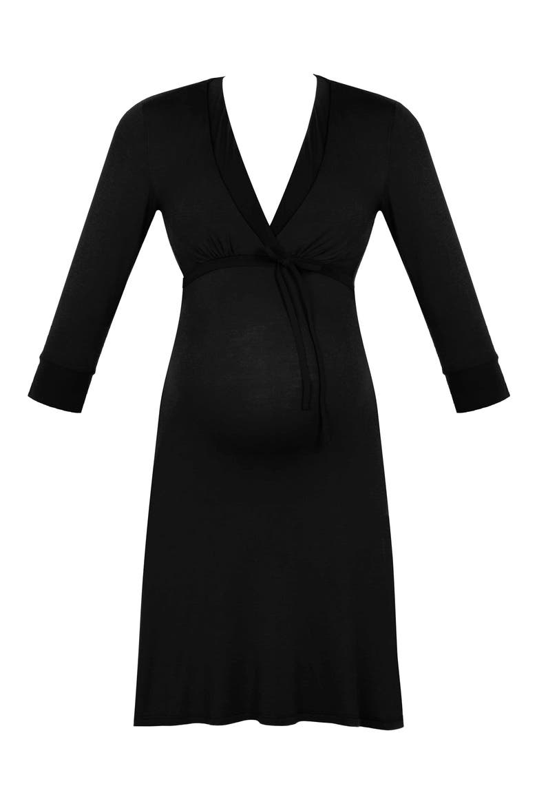 Milk Maternity/Nursing Nightgown, Alternate, color, BLACK