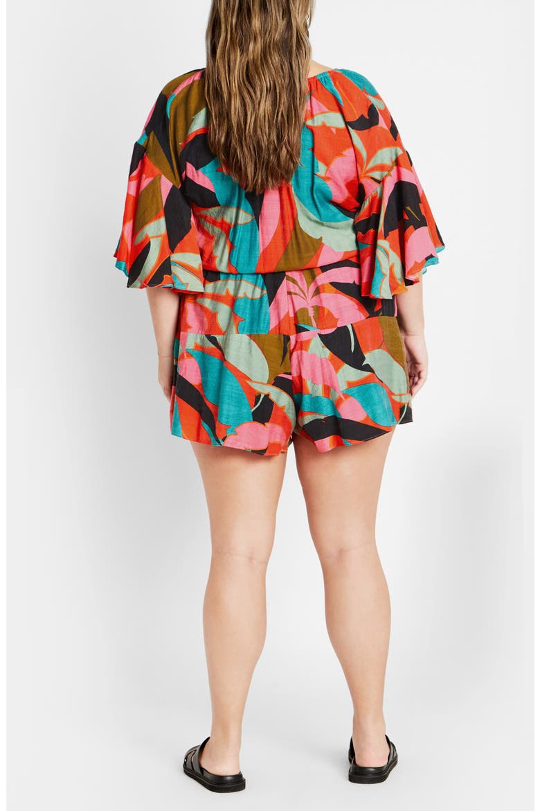 Harlow Flutter Sleeve Playsuit, Alternate, color, RED BARBADOS