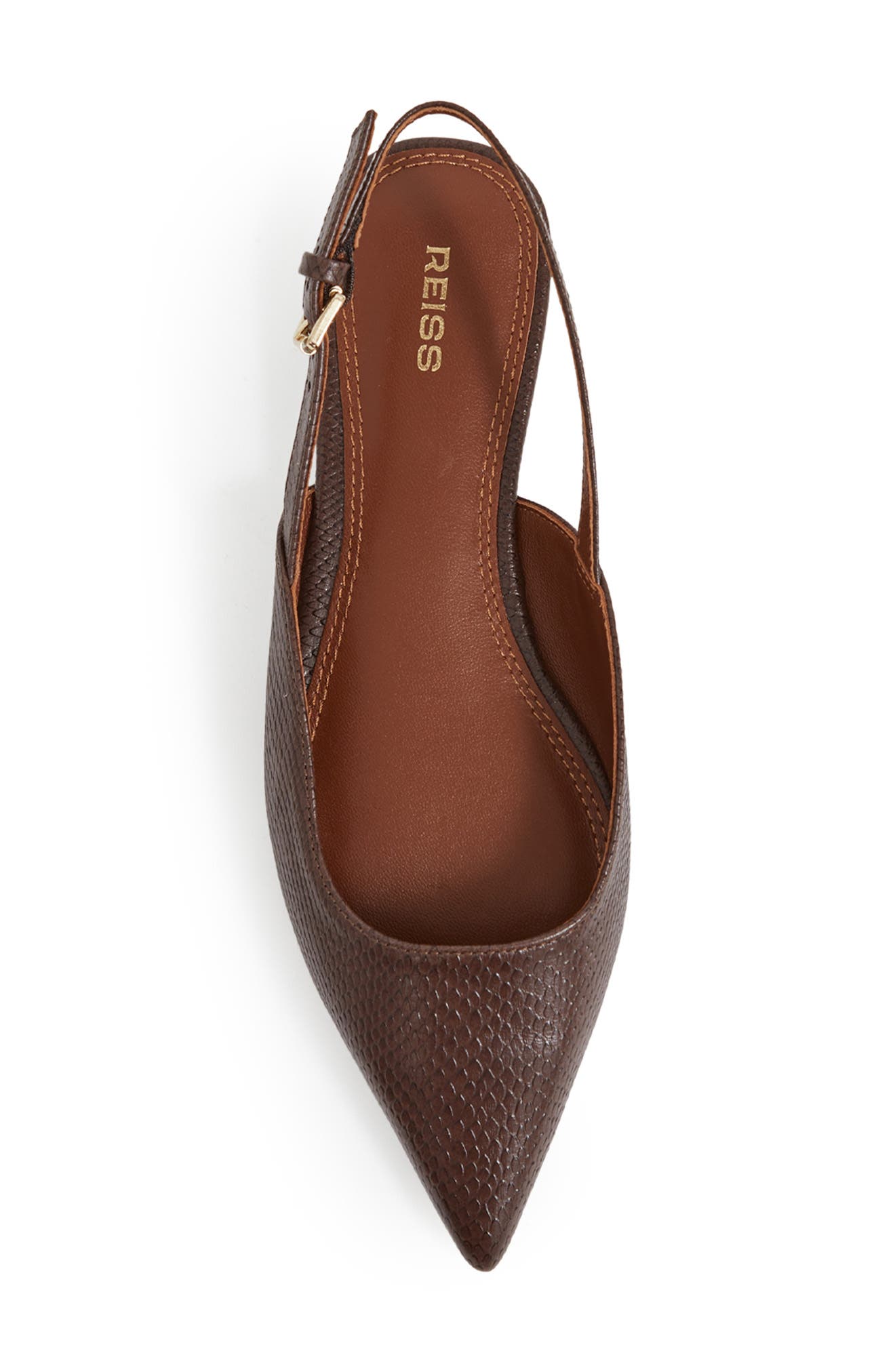 Reiss Aubrey Croc Embossed Slingback Flat, Alternate, color, Chocolate
