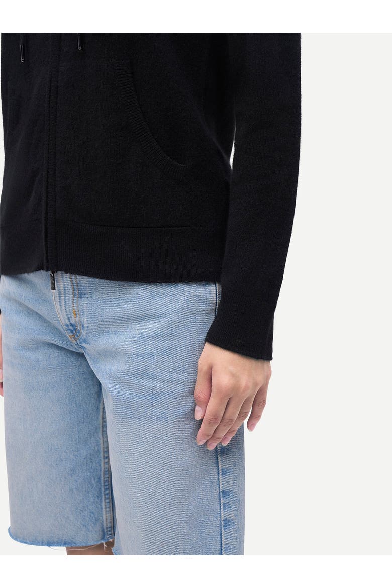 Woman Zipper Hoodie with Smiley Pocket, Alternate, color, black