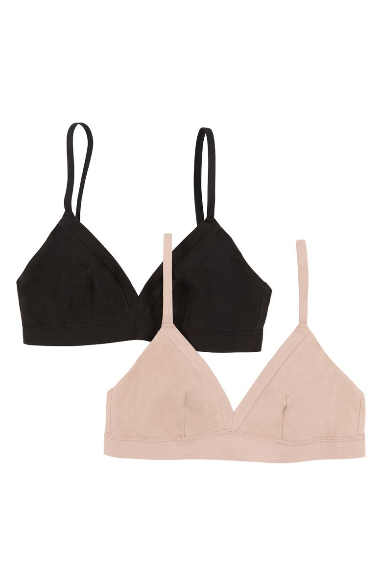 Felina Assorted 2-Pack Stretch Cotton Bralettes, Alternate, color, Lynx