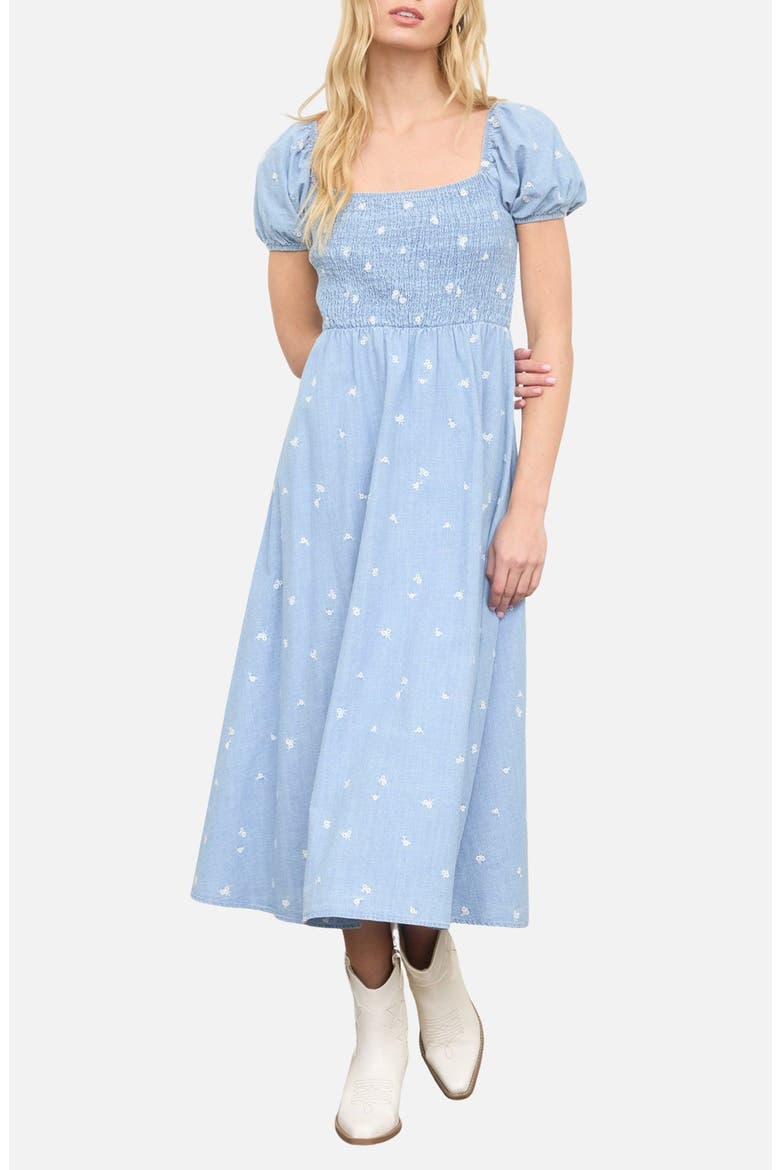 Ditsy Chambray Midi Dress, Main, color, CHAMBRAY