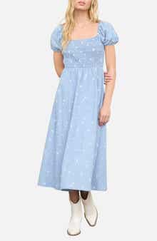 Blu Pepper Ditsy Chambray Midi Dress