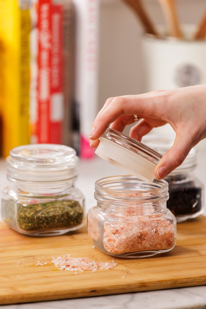 Square Push Top Storage Jars, Set of 3, 8.5 ounce, Alternate, color, Clear