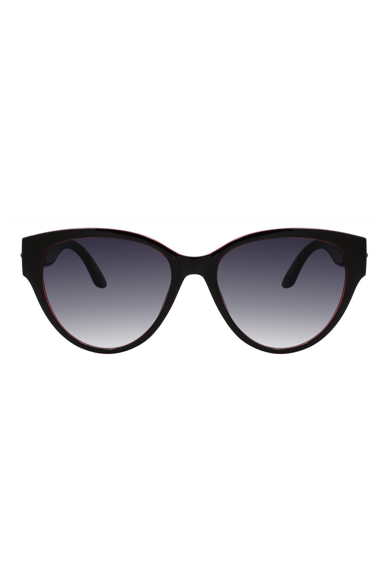 57mm Gradient Cat Eye Sunglasses, Main, color, SOLID BLACK OVER XTAL PINK