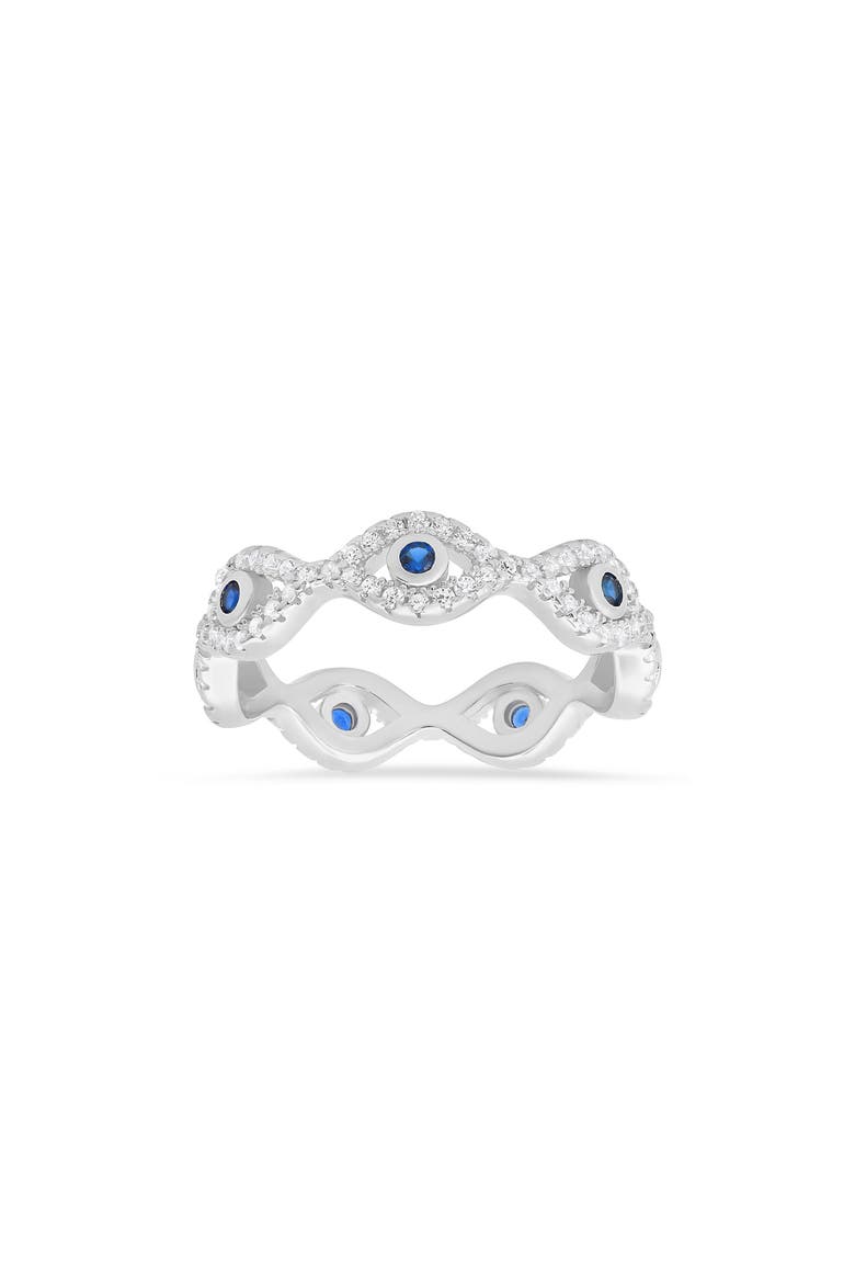Sterling Silver Evil Eye Eternity Band Ring, Main, color, SILVER