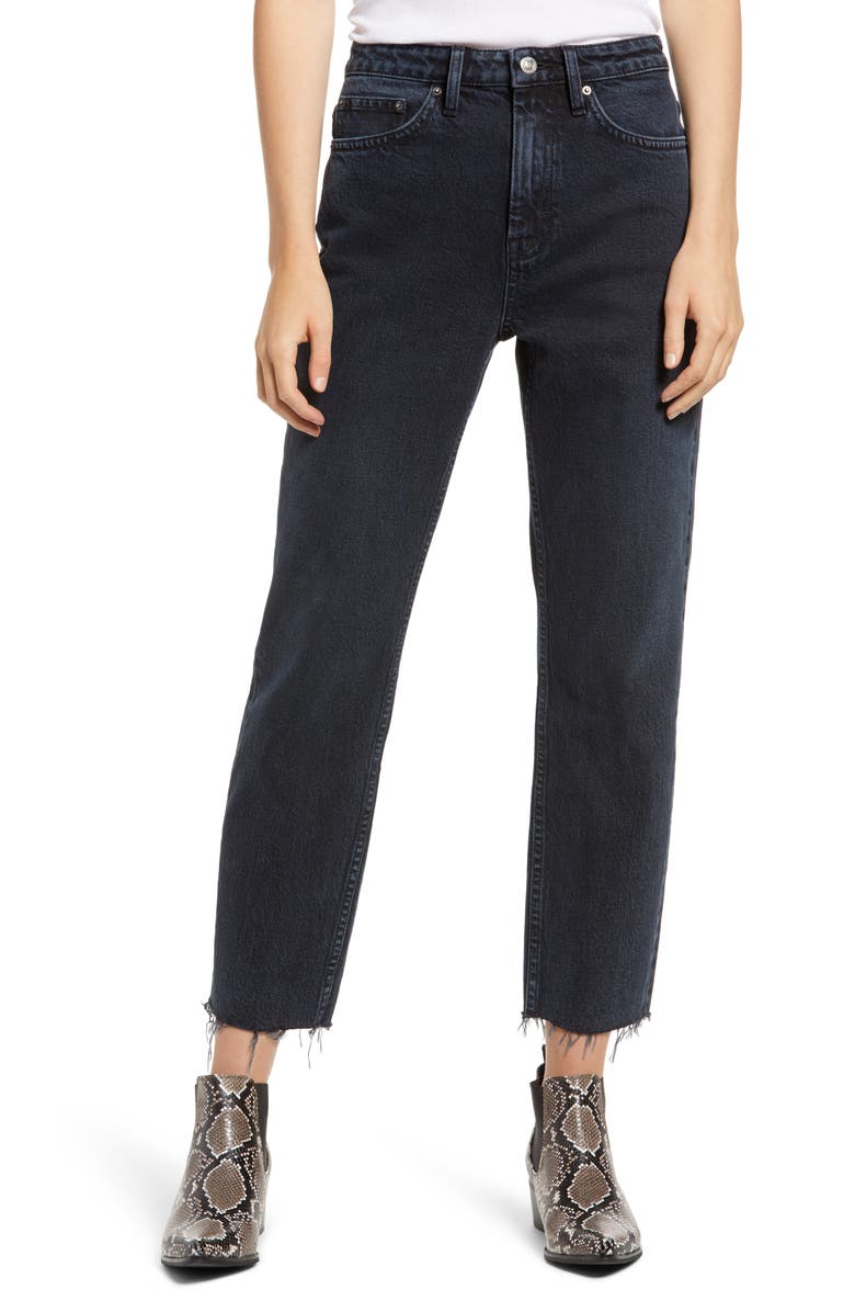Topshop Raw Hem Crop Straight Leg Jeans, Main, color,