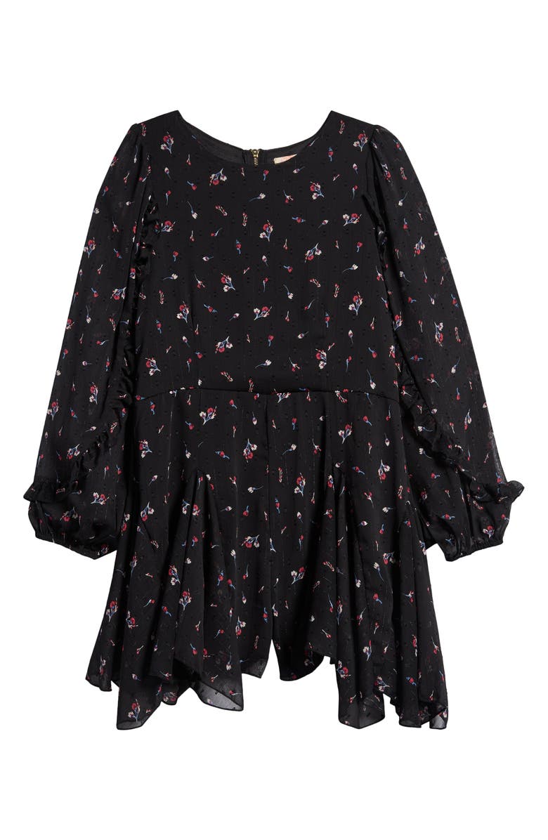 Truly Me Kids' Floral Long Sleeve Romper, Main, color, Black Floral