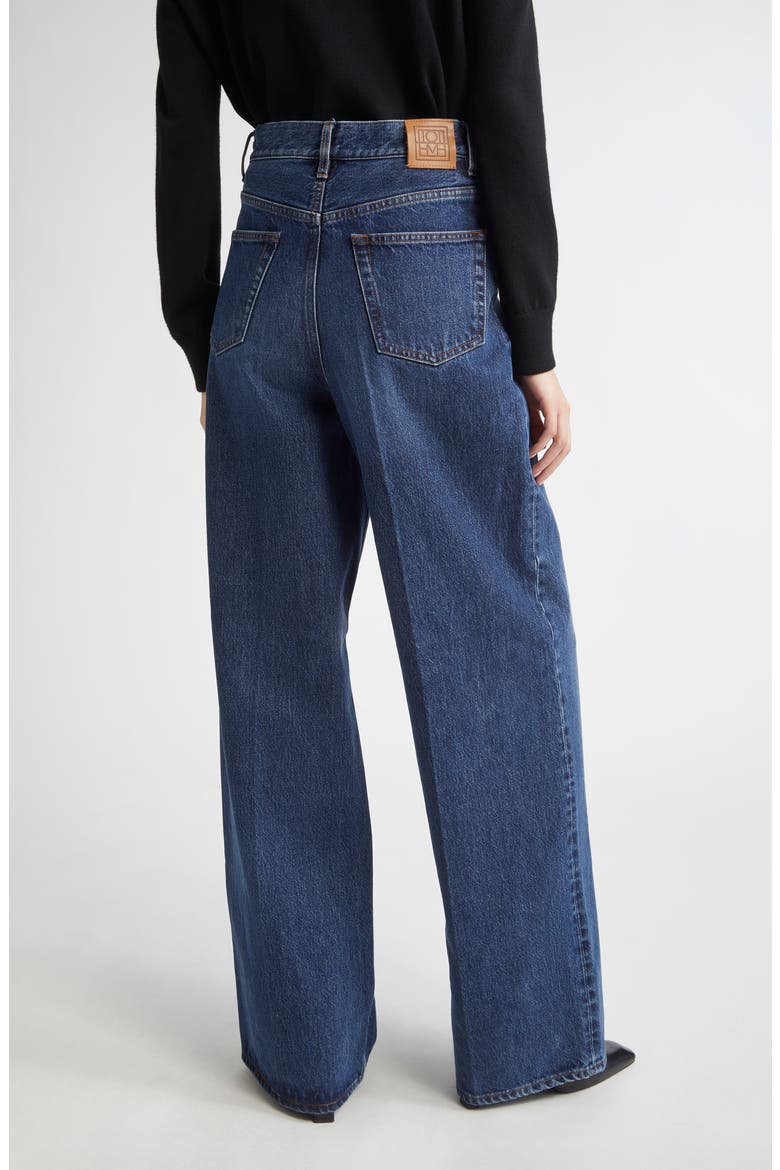 High Waist Wide Leg Jeans, Alternate, color, DARK BLUE