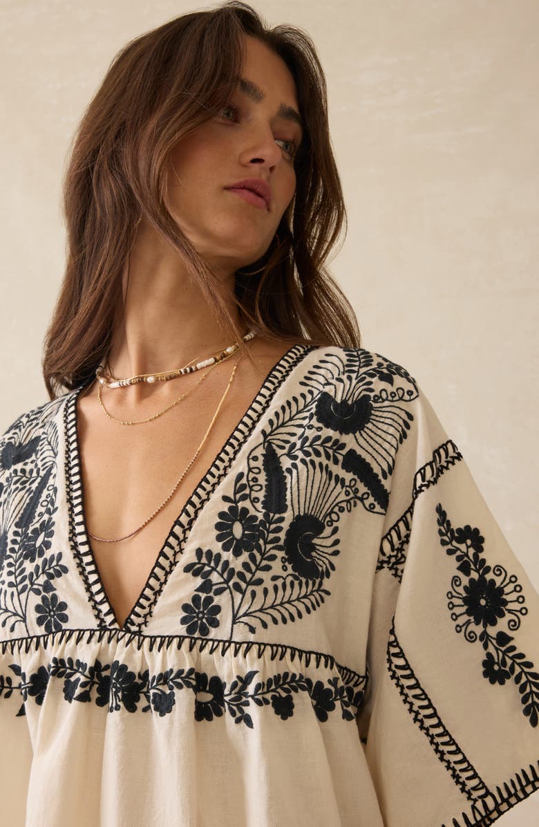 Faherty Sunday Embroidered Cotton & Linen Minidress, Alternate, color, 