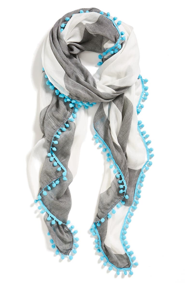 'Wayward Stripe' Scarf, Main, color, BLACK/ AQUA