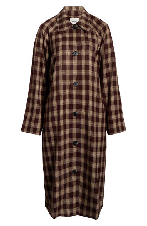 Reformation Beck Plaid Trench Coat In Brown