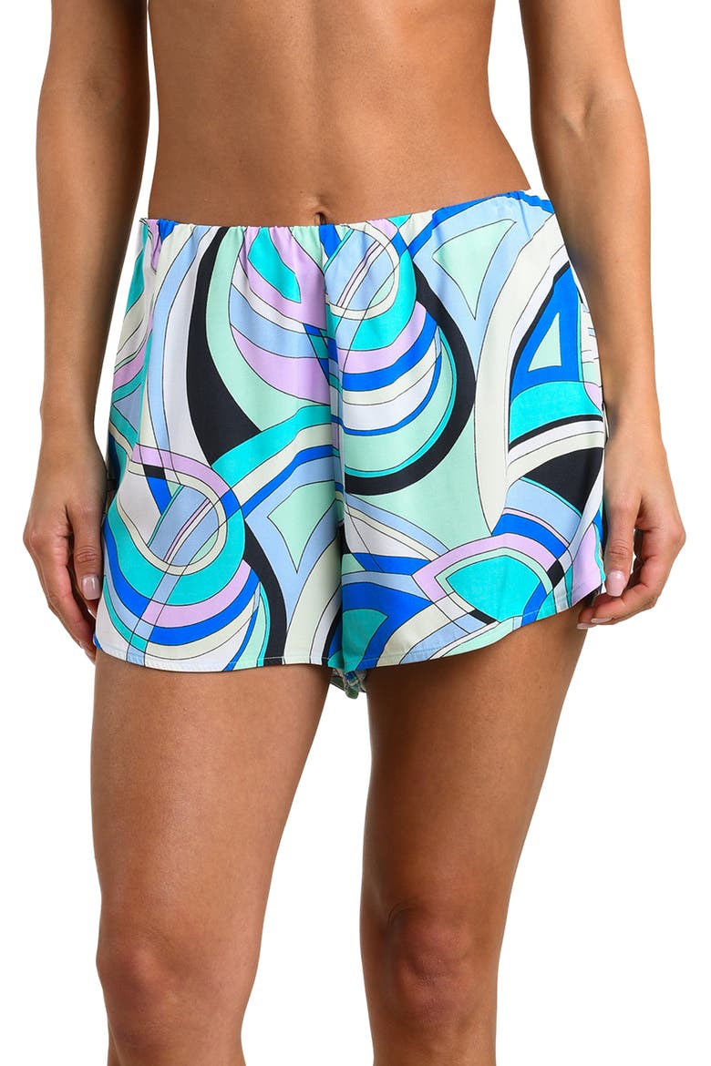 Studio Swirl Print Cover Up Shorts, Alternate, color, SEAFOAM