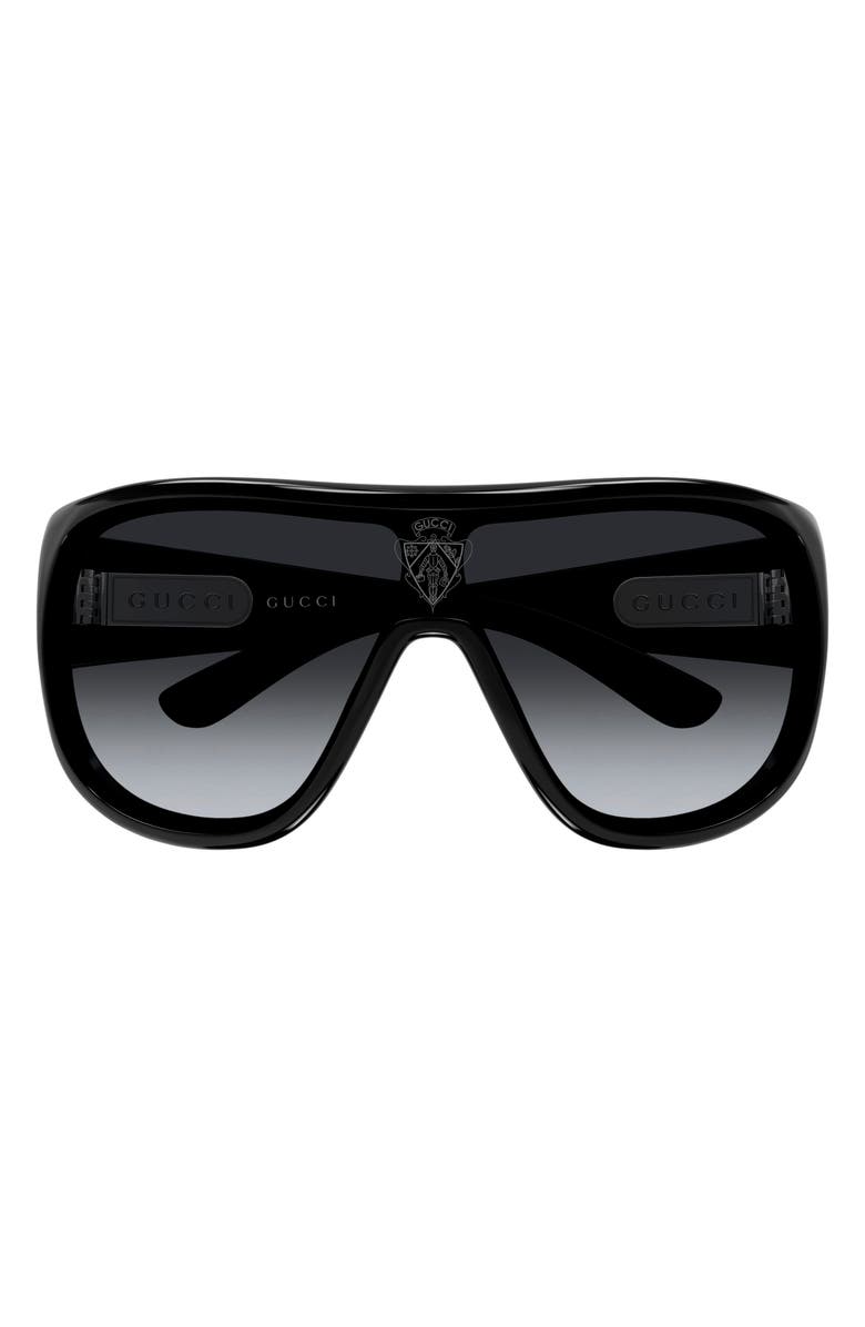 Gucci 99mm Oversize Gradient Shield Sunglasses, Main, color, Black
