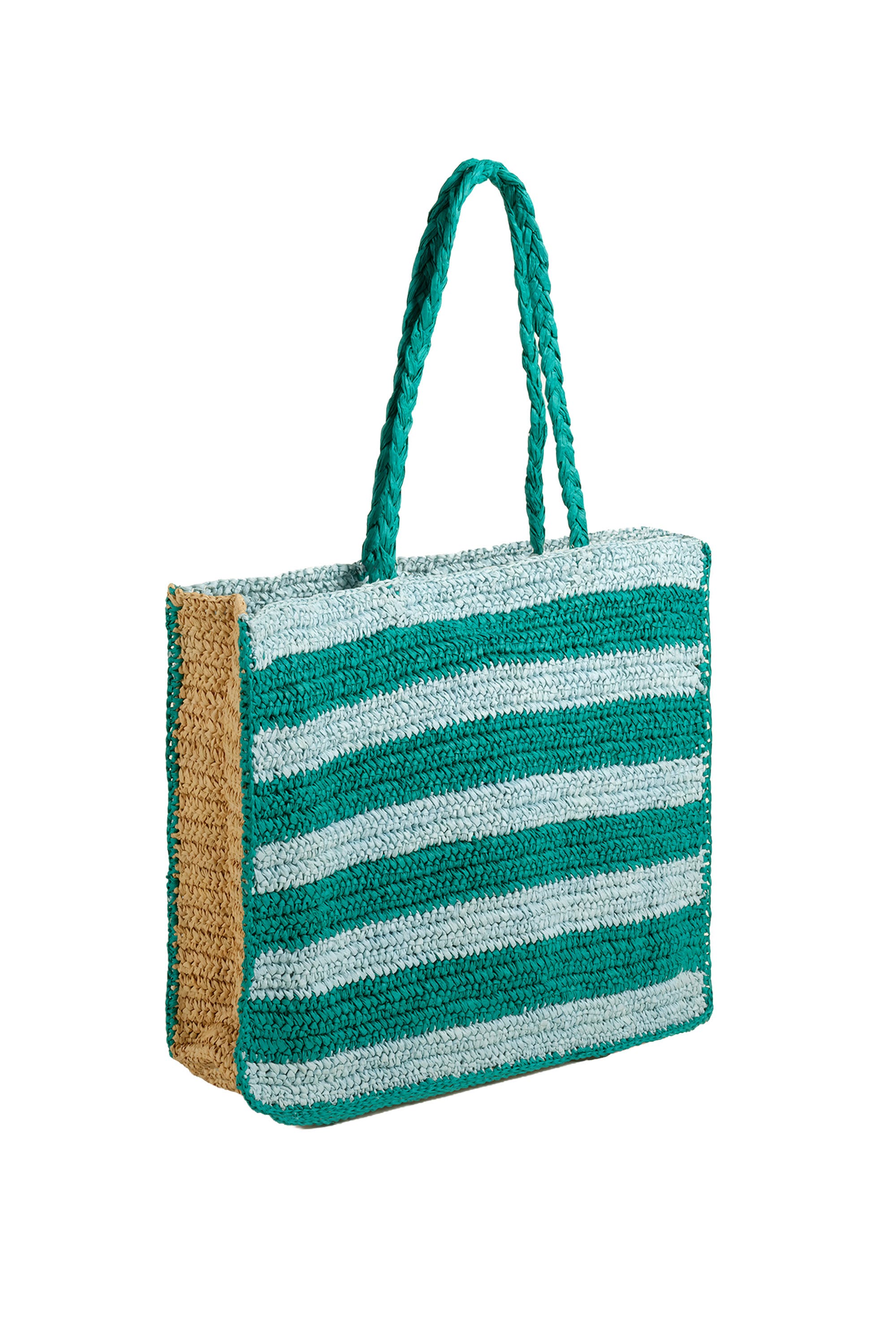Delhi 100% Raffia Shoulder Bag 17X14 In, Alternate, color, Blue-Green