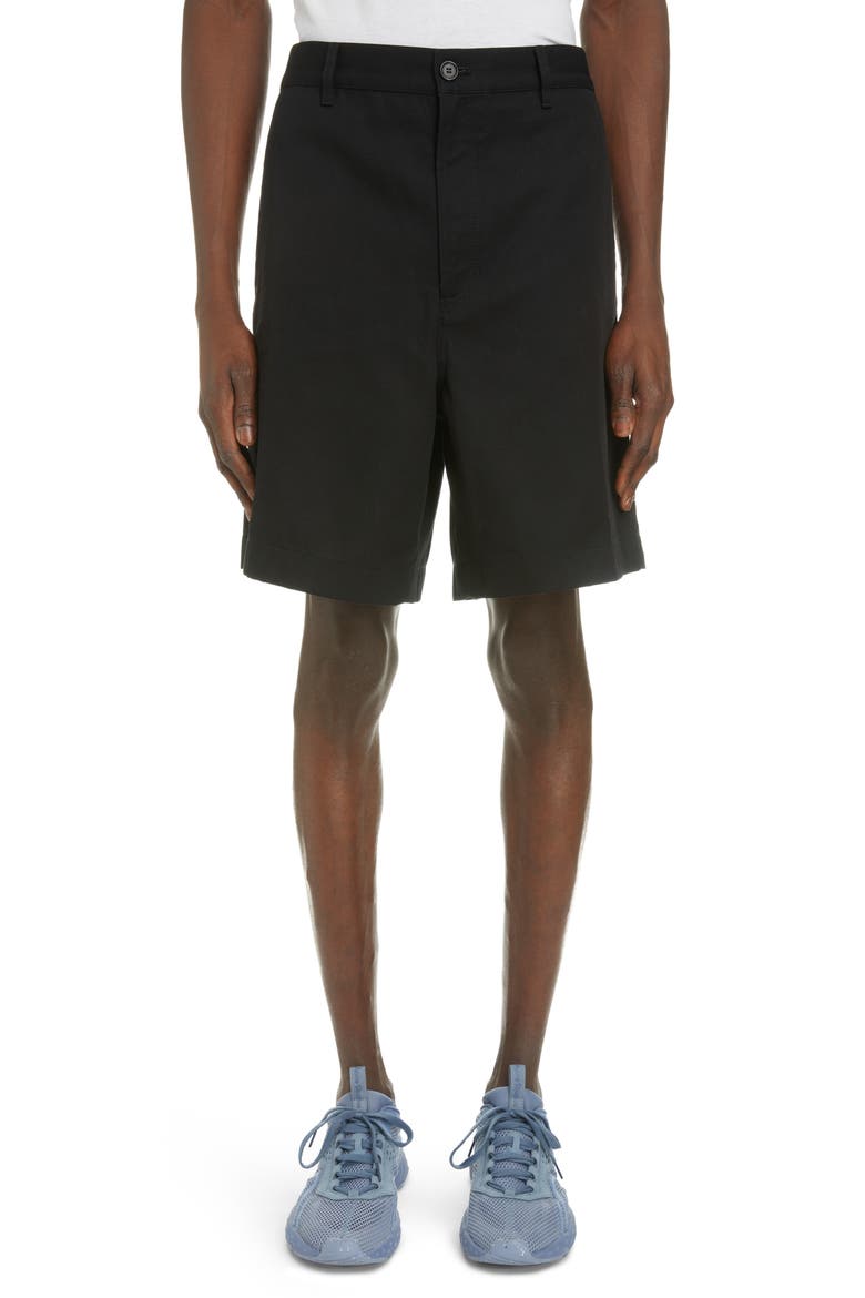 Cotton Blend Shorts, Main, color, BLACK