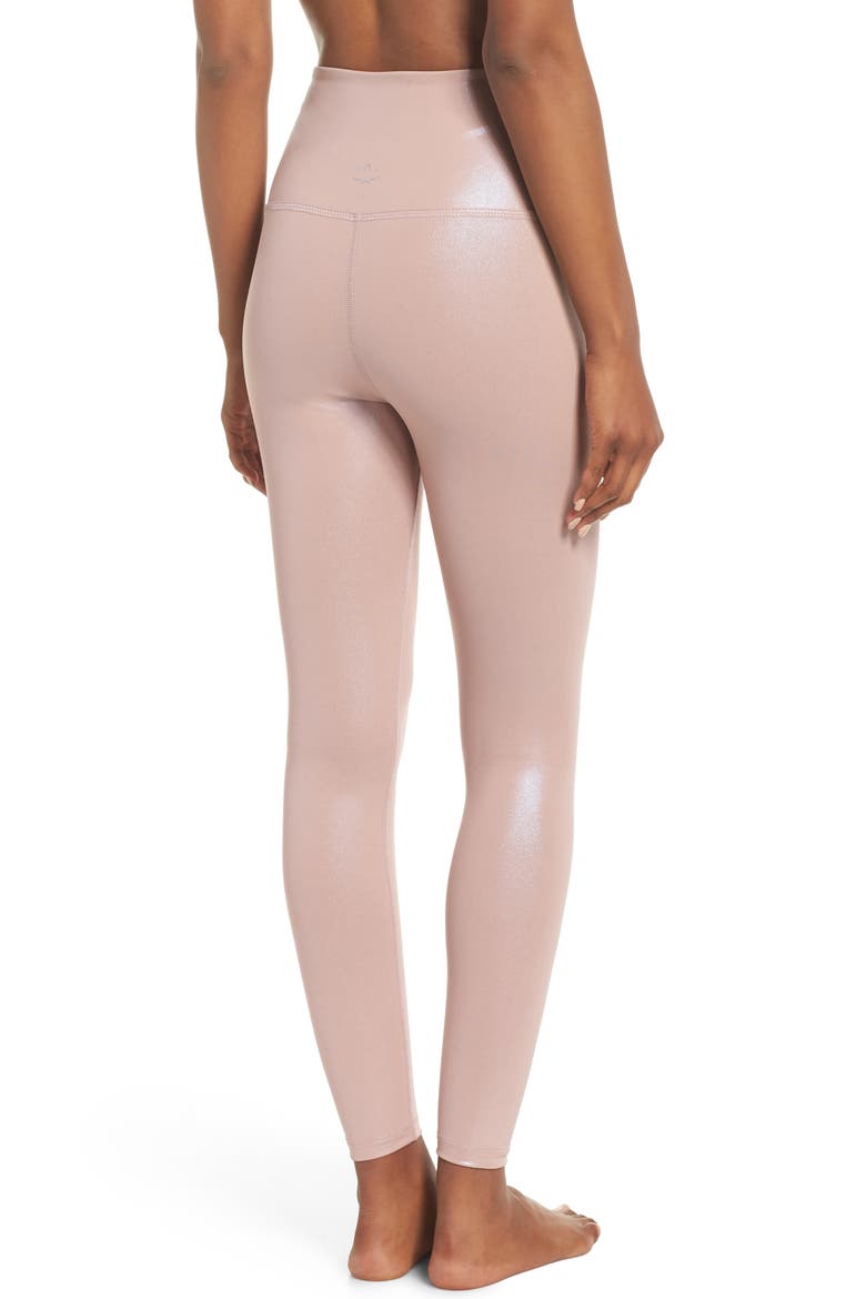 Pearlized High Waist Ankle Leggings, Alternate, color, BRAZEN BLUSH