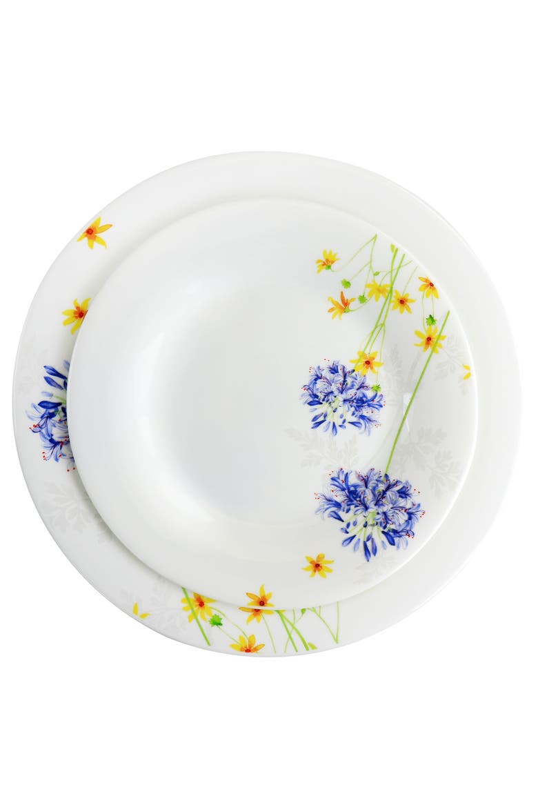 Floral 12 Piece Tempe Opal Glass Dinnerware Set, Alternate, color, White