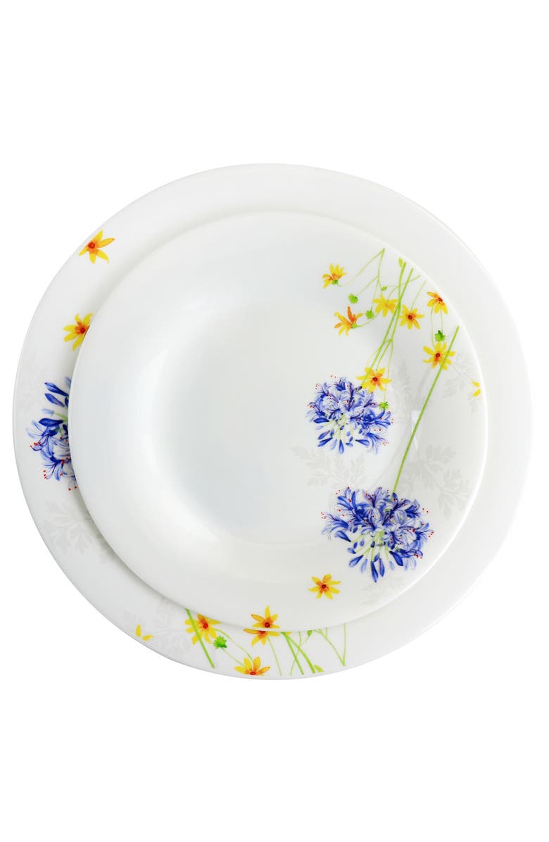 Gibson Ultra Ultra Violet Floral 12 Piece Tempe Opal Glass Dinnerware Set, Alternate, color, White