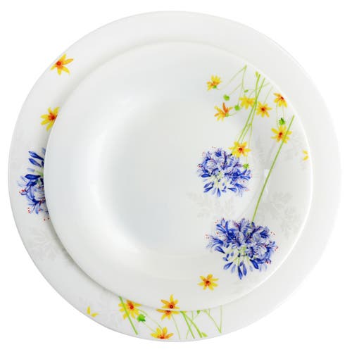 Gibson Ultra Ultra Violet Floral 12 Piece Tempe Opal Glass Dinnerware Set In Multi