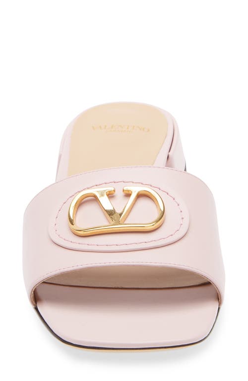 Valentino Vlogo Signature Leather Slides In Water Rose