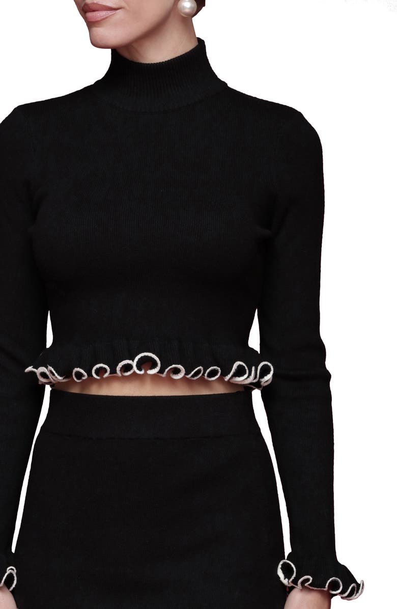 Avec Les Filles Ruffle Trim Mock Neck Sweater, Alternate, color, 