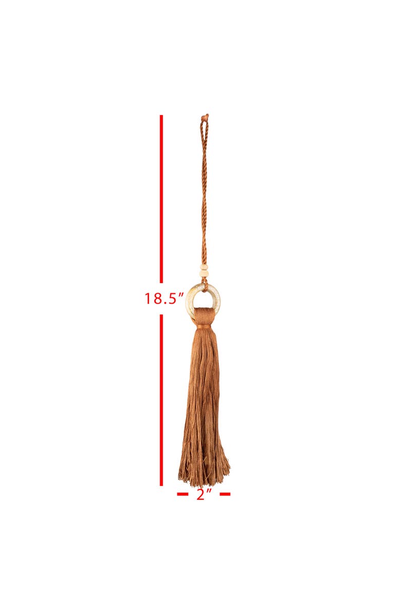Hoop Top Orange Tassel Cotton & Wood, Alternate, color, Orange