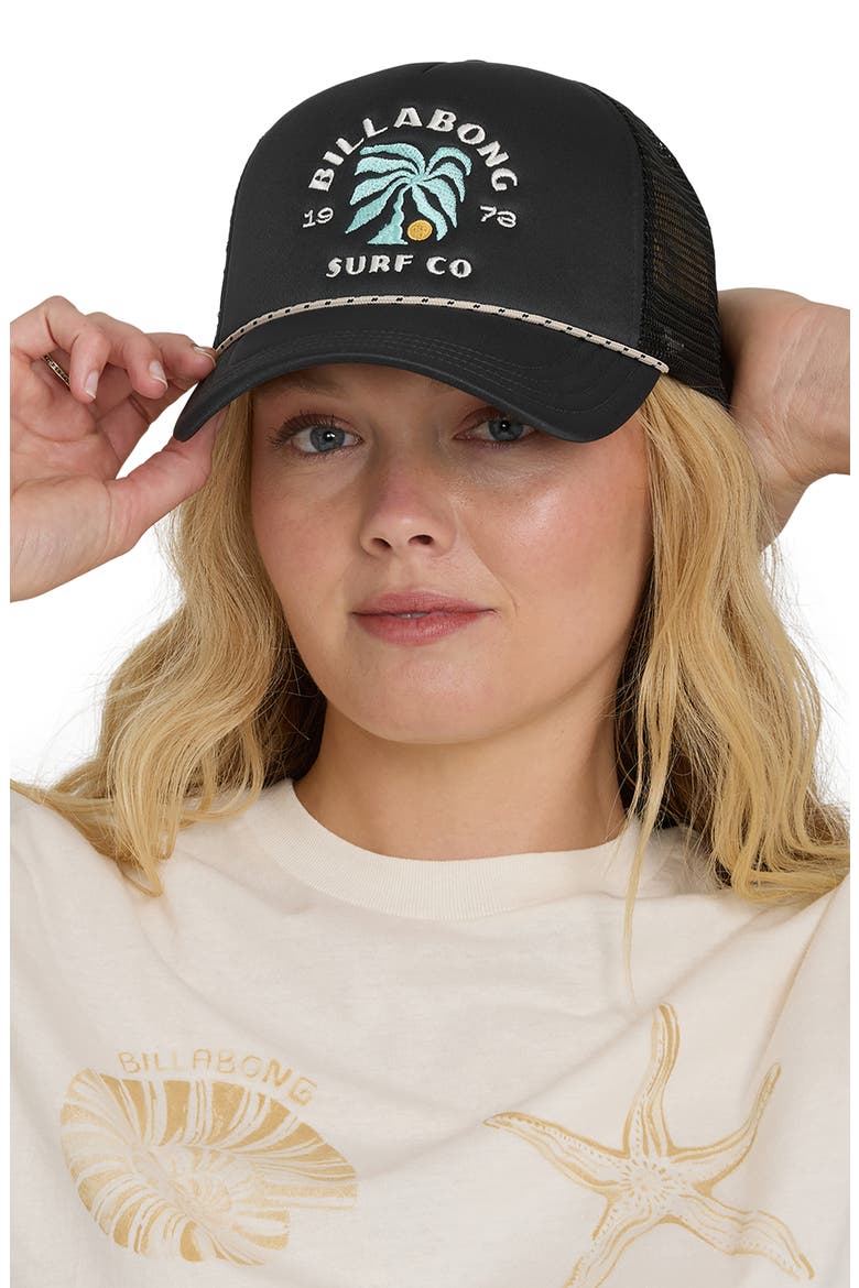 Embroidered Trucker Hat, Alternate, color, OFF BLACK