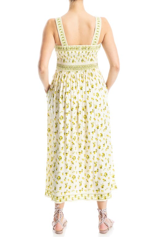 Max Studio Print Fit & Flare Maxi Dress In Natural Lemon Harvest