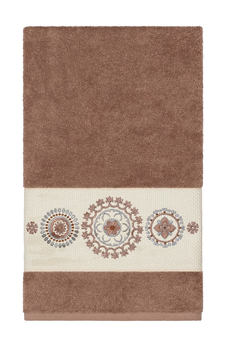 Linum Home Textiles Isabell Embellished Bath Towel - Latte, Main, color, Latte