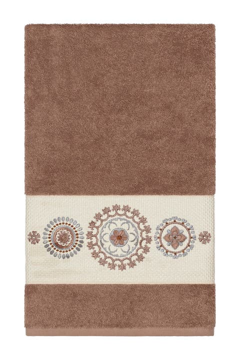 Isabell Embellished Bath Towel - Latte