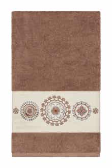 Linum Home Textiles Isabell Embellished Bath Towel - Latte