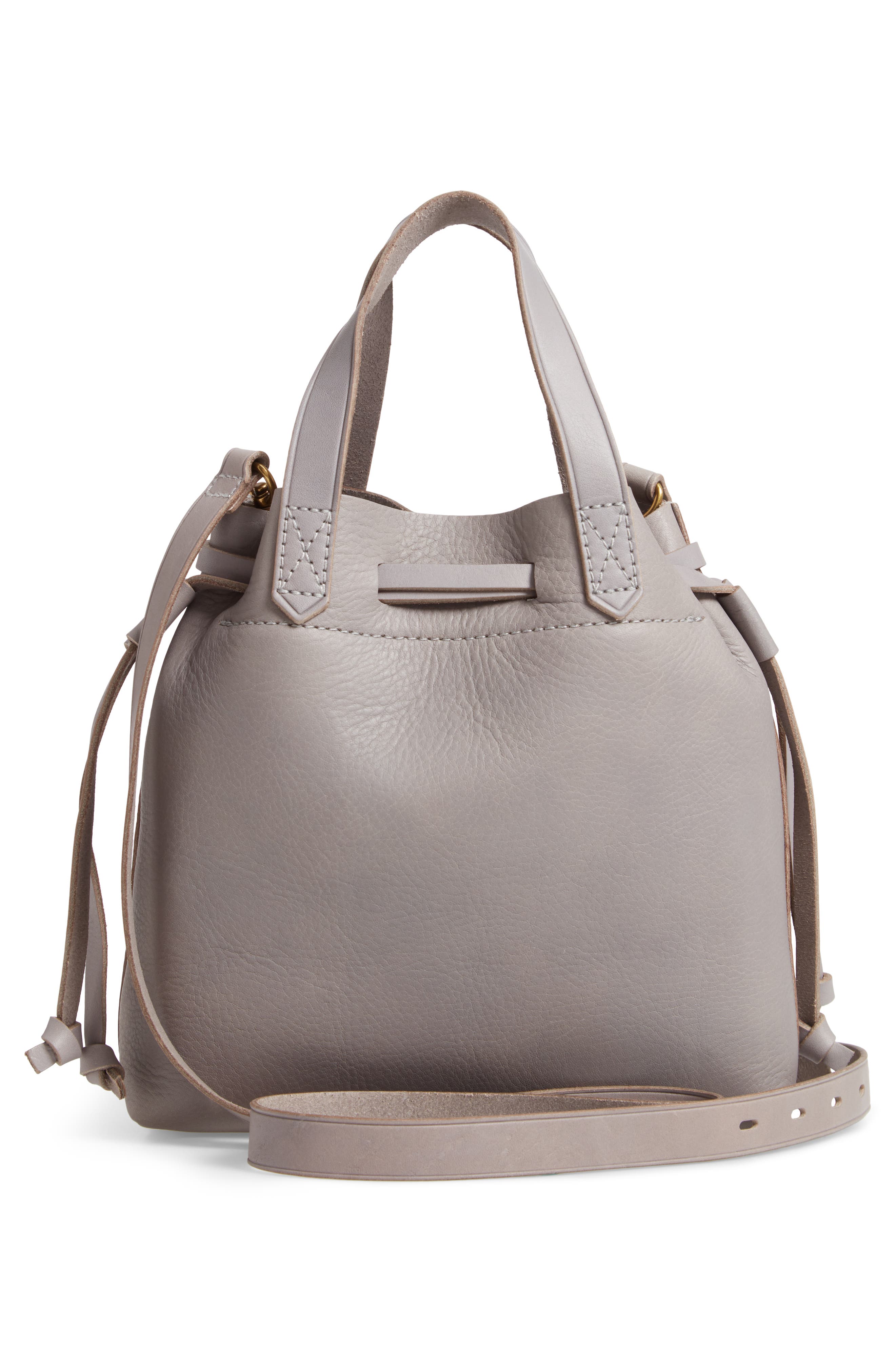 Madewell The Mini Pocket Transport Leather Drawstring Tote, Alternate, color, 