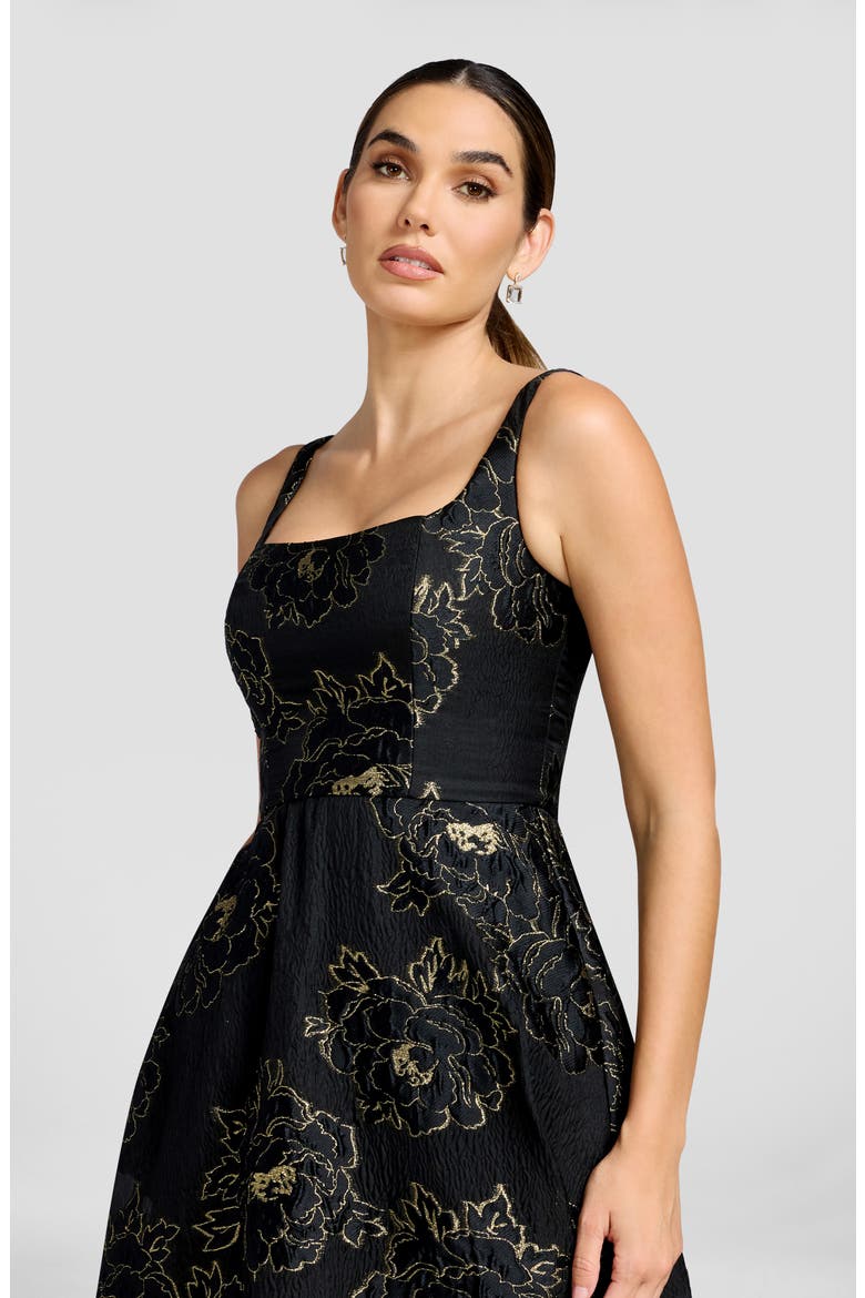Vienna Metallic Bloom Gown, Alternate, color, BLACK-GOLD