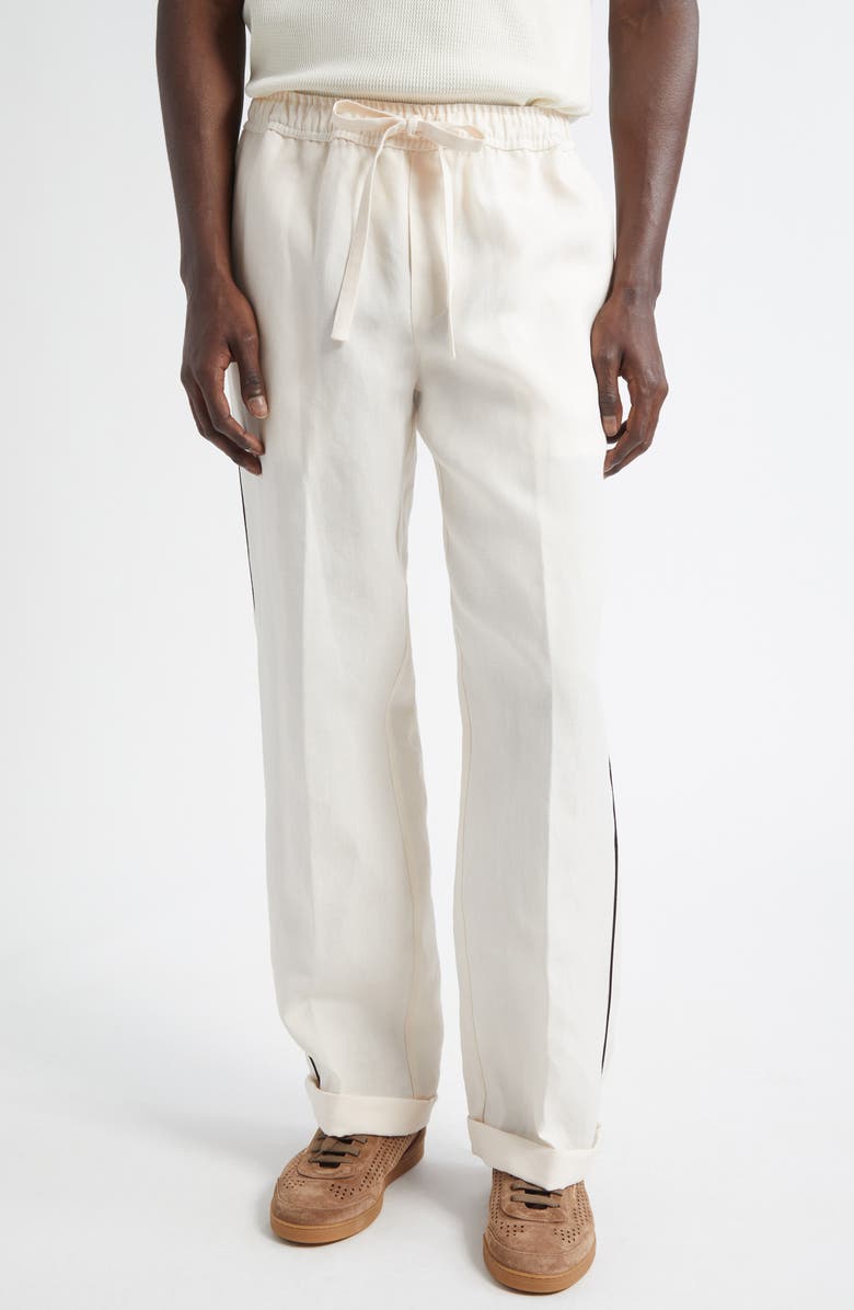 Dolce&Gabbana Linen & Silk Pajama Pants, Main, color, W0001 Natural White