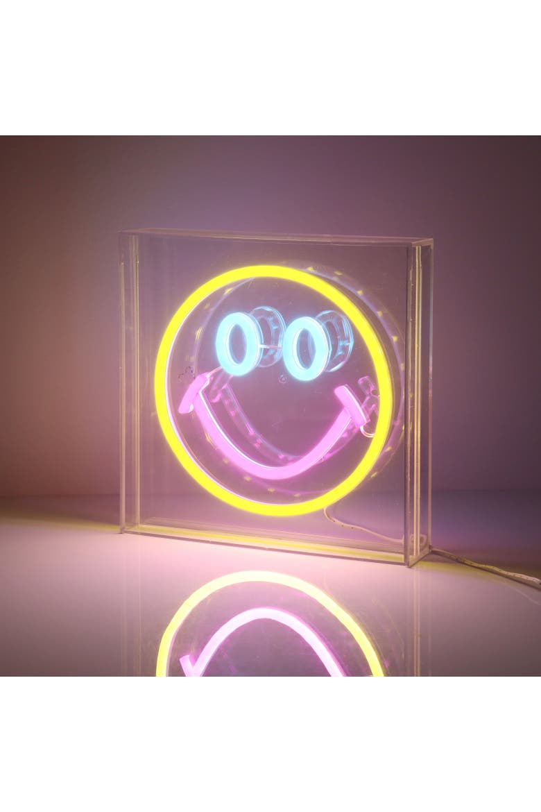 Acrylic frame Desk top/ Wall neon sign, Alternate, color, Smiley Face