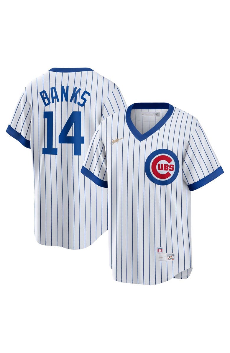 Nike Men's Nike Ernie Banks White Chicago Cubs Home Cooperstown Collection Player Jersey, Main, color, 