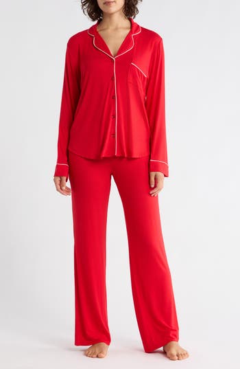 Nordstrom Rack Tranquility Long Sleeve Shirt & Pants Pajamas In Red