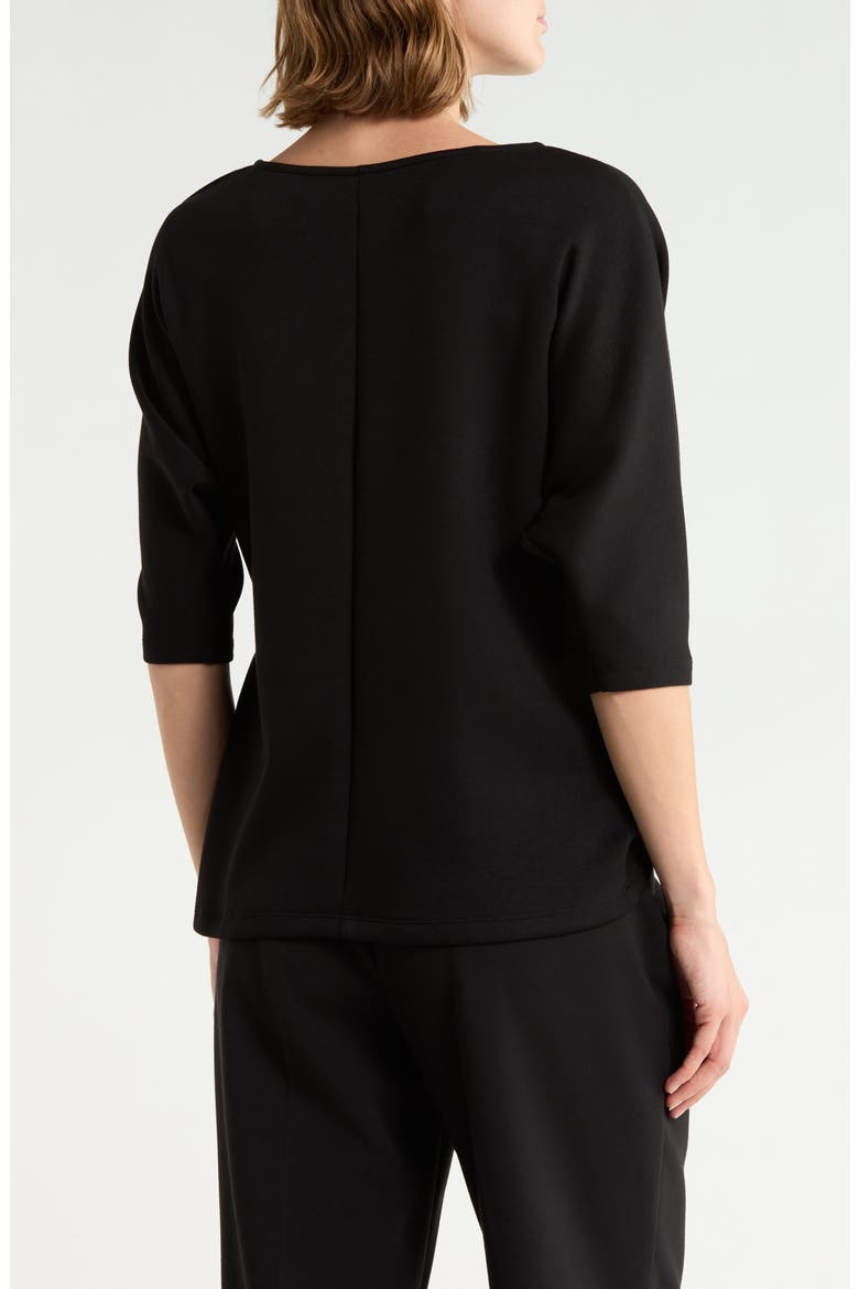 Side Tie Three-Quarter Sleeve Top, Alternate, color, BLACK