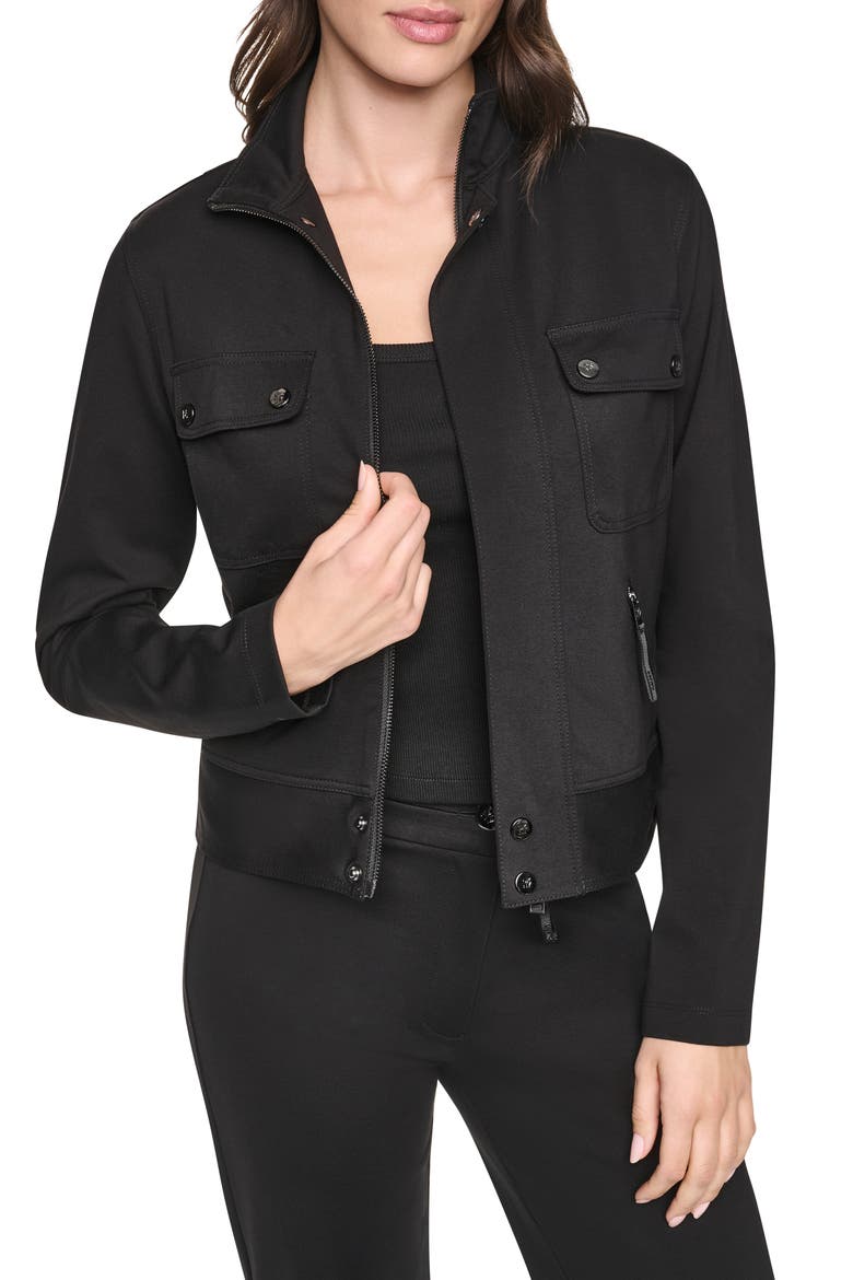 Soho Ponte Tech Jacket, Alternate, color, BLACK