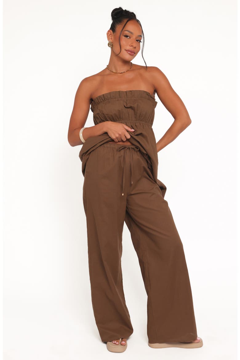Ember Strapless Cotton & Linen Tunic Top, Alternate, color, BROWN