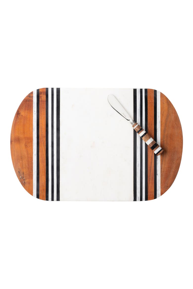 Stonewood Stripe Serving Board & Spreader, Main, color, NATURAL STRIPE