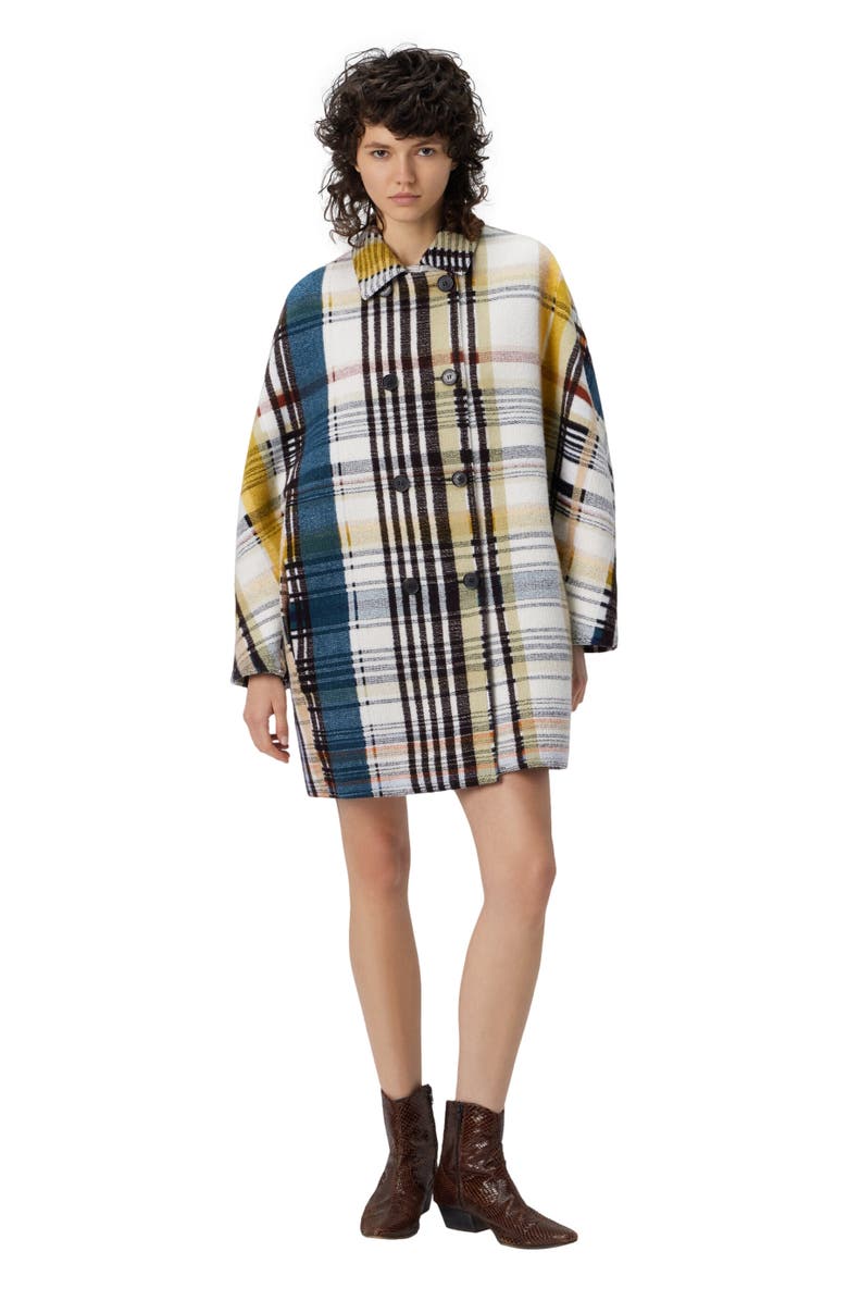 Missoni Double-breasted Caban With Check Pattern, Main, color, Yellow & Black