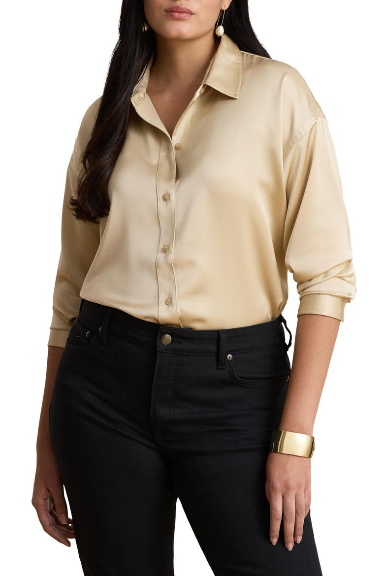 Long Sleeve Button-Up Shirt, Alternate, color, CREAM IVORY