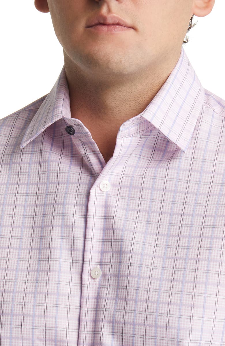 Duchamp Tailored Fit Check Dress Shirt, Alternate, color, Pink