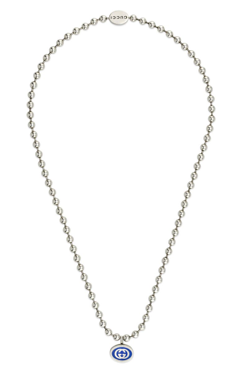 Gucci Interlocking-G Pendant Boule Necklace, Main, color, Sterling Silver