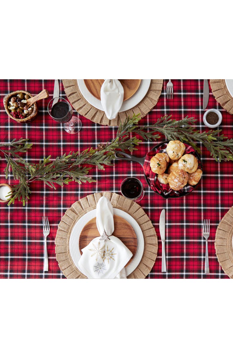Design Imports Glad Tidings Plaid Cotton Round Tablecloth, Alternate, color, Glad Tidings Plaid