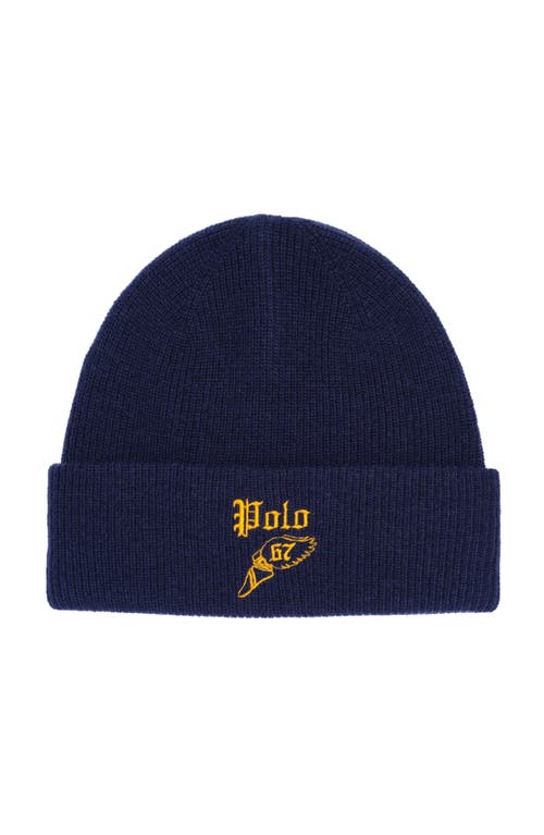 Polo Ralph Lauren Winged Foot Beanie In Blue
