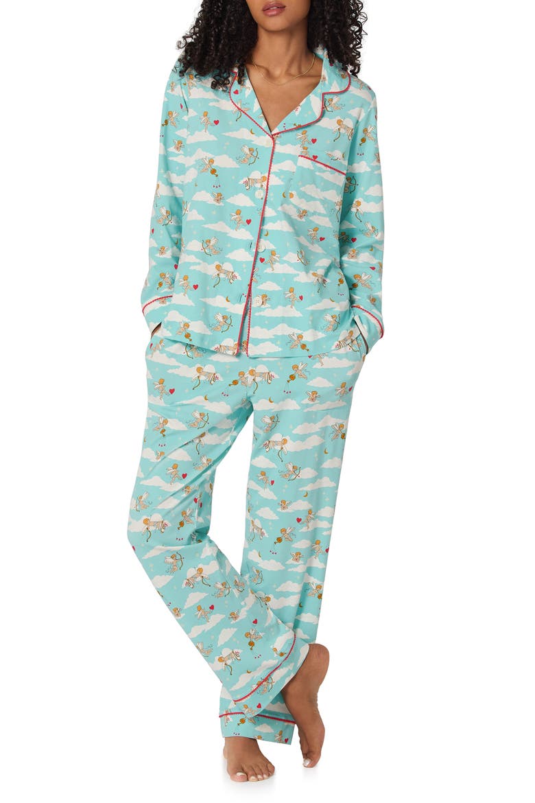 Print Stretch Organic Cotton Pajamas, Alternate, color, CHEEKY CUPID
