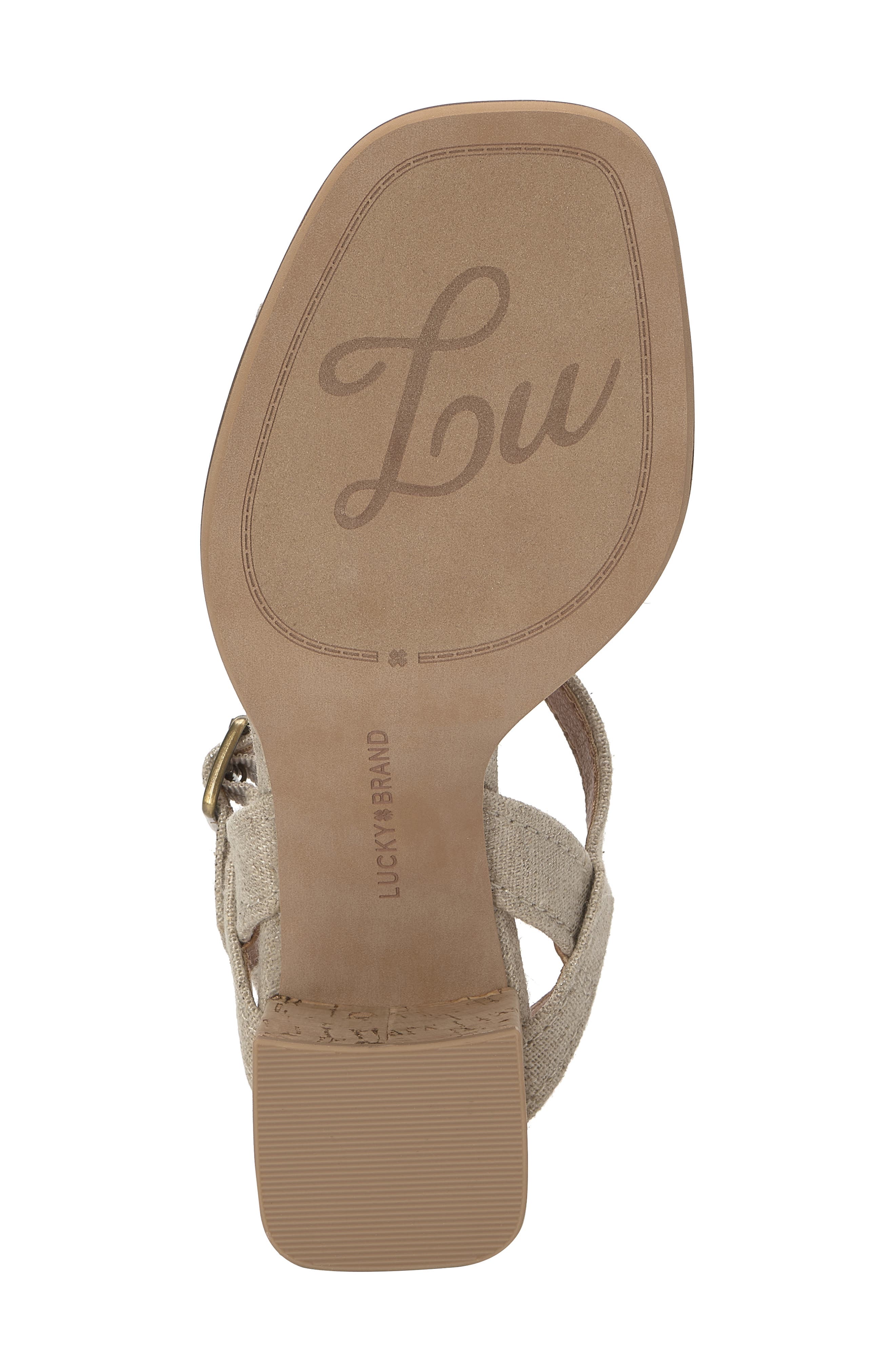 Lucky Brand Hallia Ankle Strap Sandal, Alternate, color, Natural/ Platino